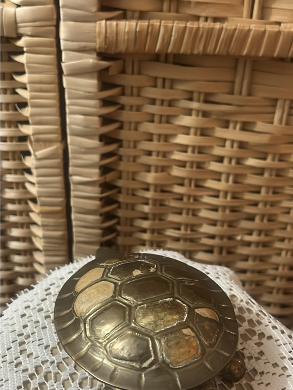 Vintage Made in India Brass Turtle Hinged Trinket dish